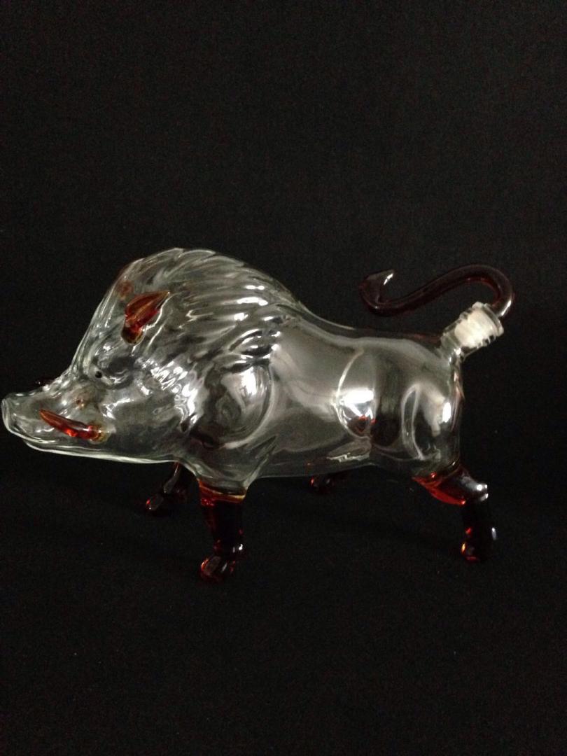 野豬造型玻璃酒瓶空心小豬酒瓶豪豬玻璃酒瓶個性玻璃豬酒瓶吹制豬酒瓶