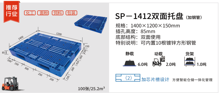 1412網(wǎng)格雙面托盤，塑料托盤廠家定制