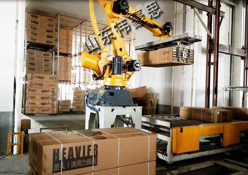 定制果汁高位拆垛機械手 全自動機器人卸垛系統(tǒng)解決方案