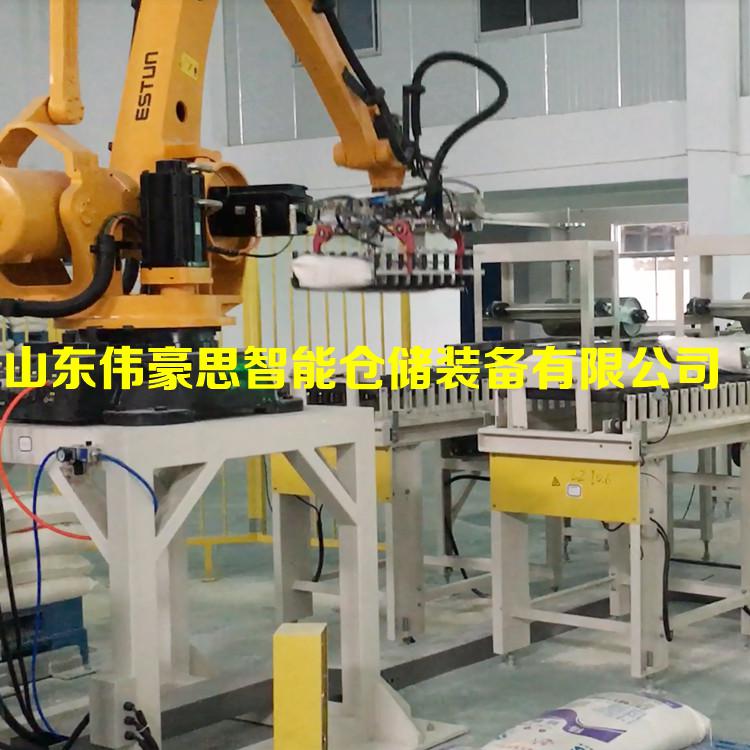 供應(yīng)復(fù)合肥全自動(dòng)碼垛機(jī) 肥料碼垛機(jī)器人工作現(xiàn)場(chǎng)